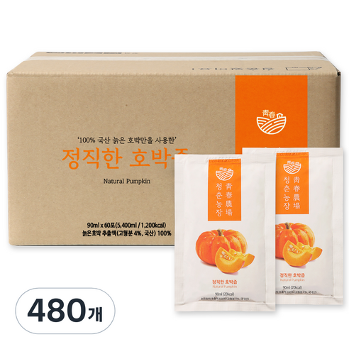 청춘농장 정직한 늙은 호박즙, 90ml, 480개