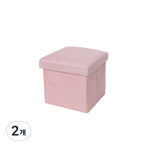 마켓A 접이식 수납 의자 보관함 S, 핑크, 2개
