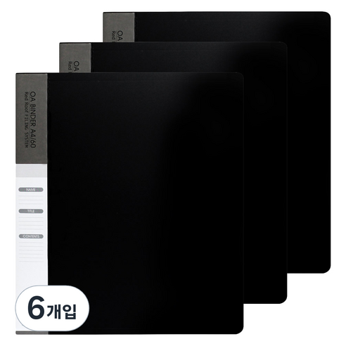 빅드림 OA 클리어바인더 화일 A4 60매, 블랙, 6개입