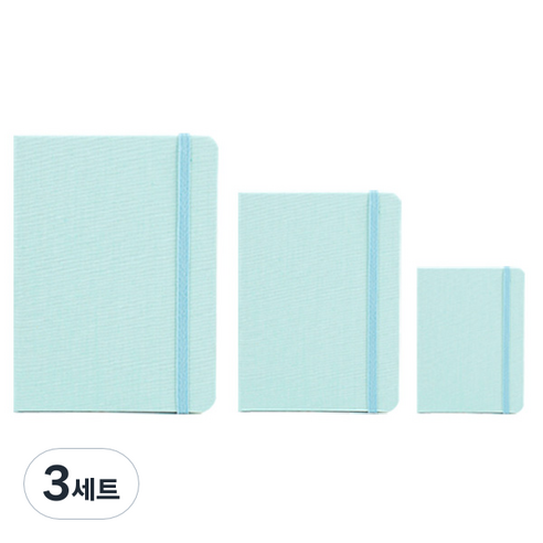 KariiouMikirei 하드커버 라인노트북 마카롱 노트 3종 세트, 파스텔스카이(BG-653), 3세트