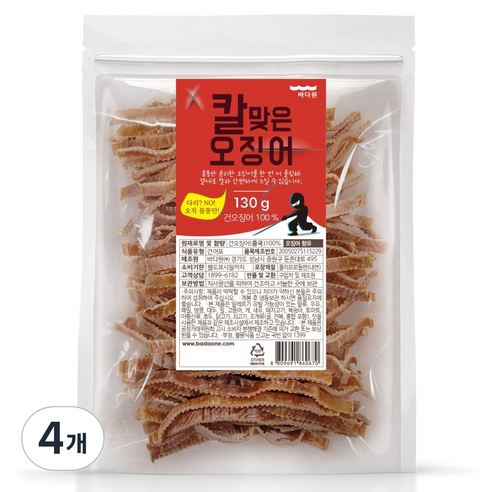 바다원 칼맞은 오징어, 130g, 4개