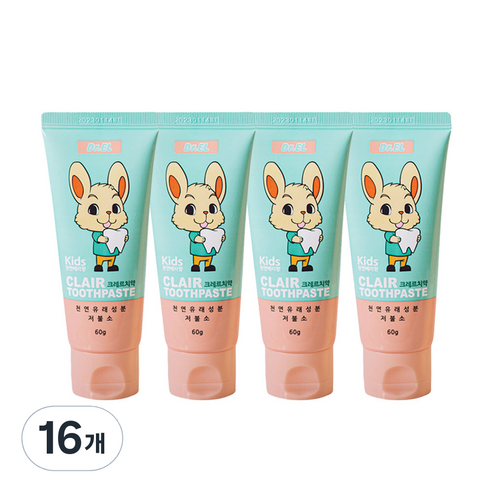 닥터이엘 키즈 크레르 저불소 치약, 60g, 16개