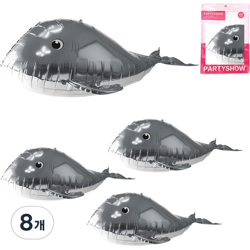 파티쇼 통통 아기 돌고래 은박 풍선, 그레이, 8개