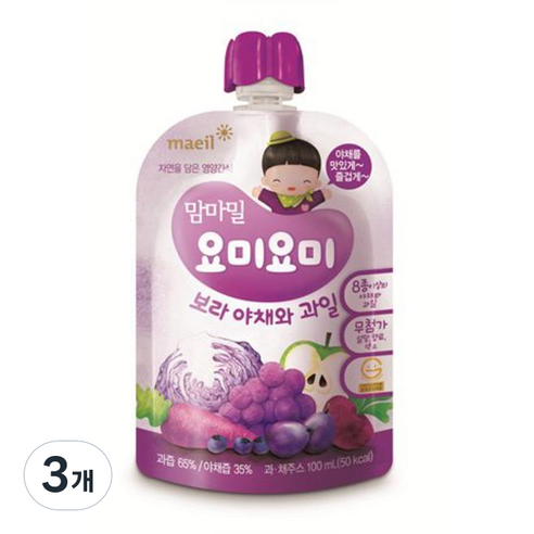 요미요미 야채와 과일 주스 100ml, 보라, 3개