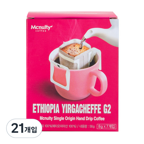맥널티 에티오피아 예가체프 G2 핸드드립 원두커피, 8g, 7개입, 3개