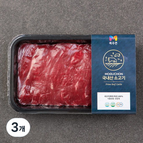 목우촌 국내산 소고기 양지 미절단 국거리용 (냉장), 300g, 3개