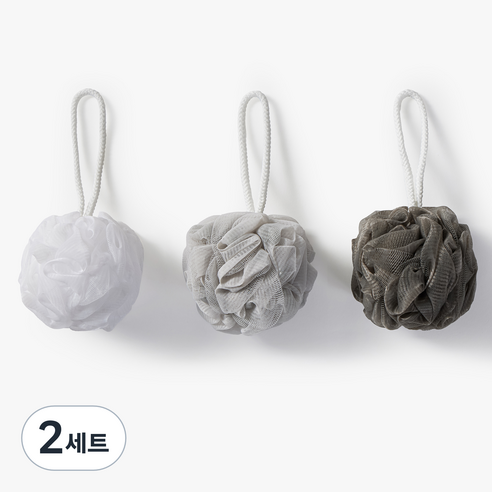 JAJU(자주) 샤워볼 3종 세트, 그레이, 2세트
