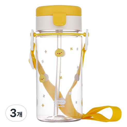 에디슨 유아용 프렌즈 흘림방지 에코젠 빨대컵 350ml, 3개, 오리 더기