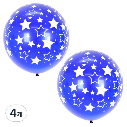 셈퍼텍스 ALL OVER BOLD STARS 대형 풍선 90cm, 쥬얼블루, 4개
