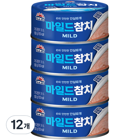 사조 마일드 참치 안심따개, 100g, 12개