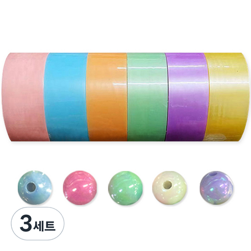 동아피엠에스 테이프볼 수구만들기 테이프 6색 3.6cm + 스타터볼 5p 세트, 파스텔 + 랜덤 발송, 3세트