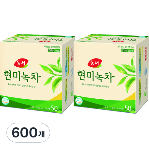 동서 현미녹차 티백, 600개