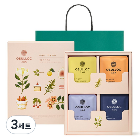 오설록 러블리 티박스 4종 x 3p 선물세트, 얼그레이 3p + 제주영귤 3p + 블랙티 3p + 달빛걷기 3p, 3세트