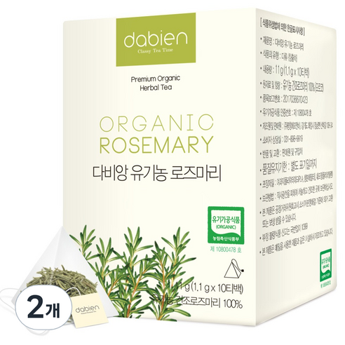다비앙 유기농 로즈마리차, 1.1g, 10개입, 2개