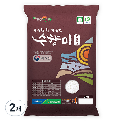팔탄농협 GAP 인증 수향미 쌀, 특등급, 2kg, 2개