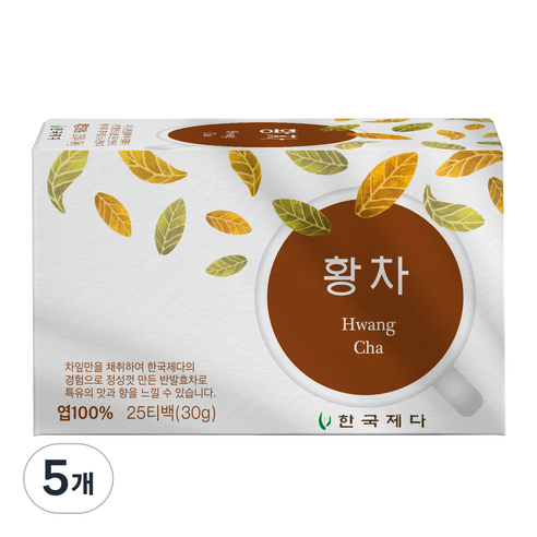 한국제다 황차 25티백, 1.2g, 25개입, 5개