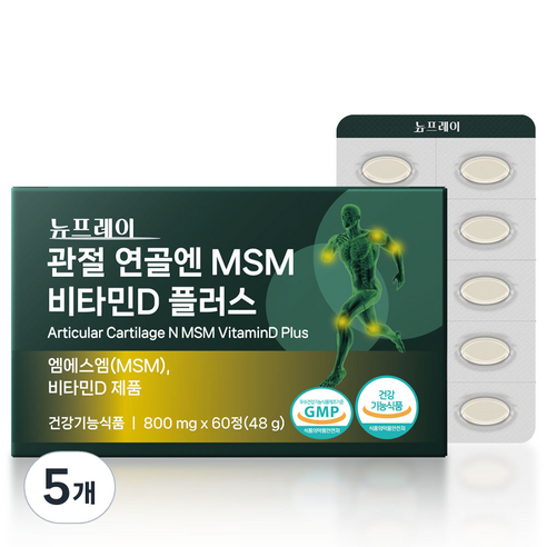 뉴프레이 관절 연골엔 MSM 비타민D 플러스 48g, 60정, 5개