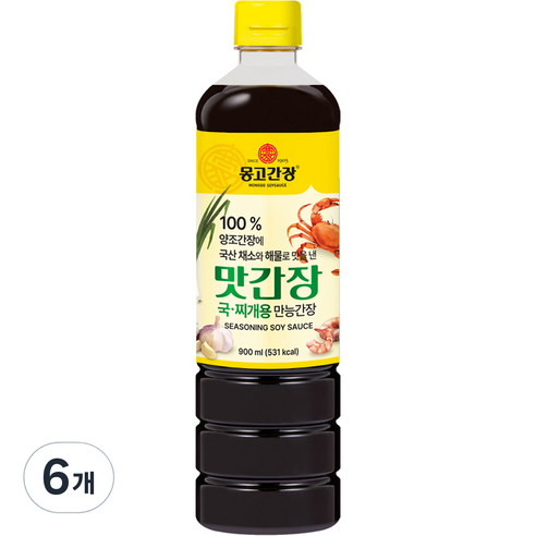 몽고간장 국찌개용 만능 맛간장, 900ml, 6개