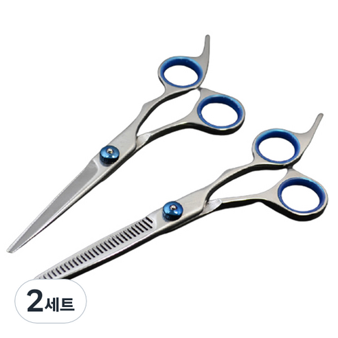 숱 커트 앞머리 가정용 이발가위 2종 세트 커트가위 17cm + 틴닝가위 17cm, 2세트