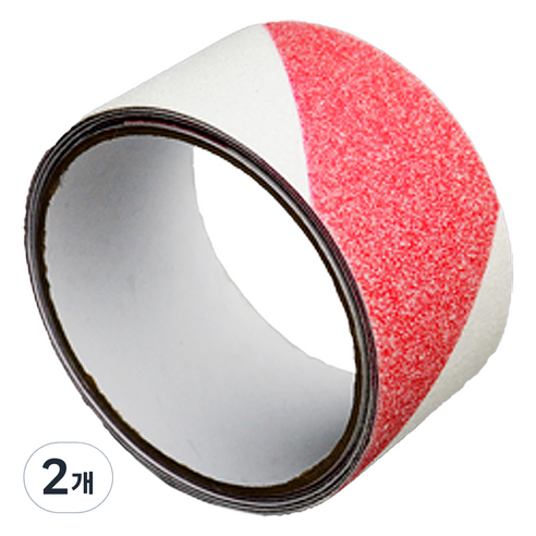 PVC 미끄럼 방지 안전 테이프 적색 + 백색 폭 5cm x 길이 5m, 2개