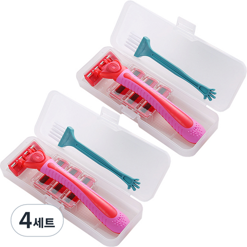 리앤베르 여성용 면도기 + 면도날 3p 세트 레드, 4세트
