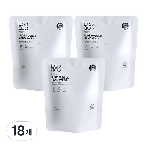 루아코 퓨어버블 핸드워시 리필, 18개, 300ml