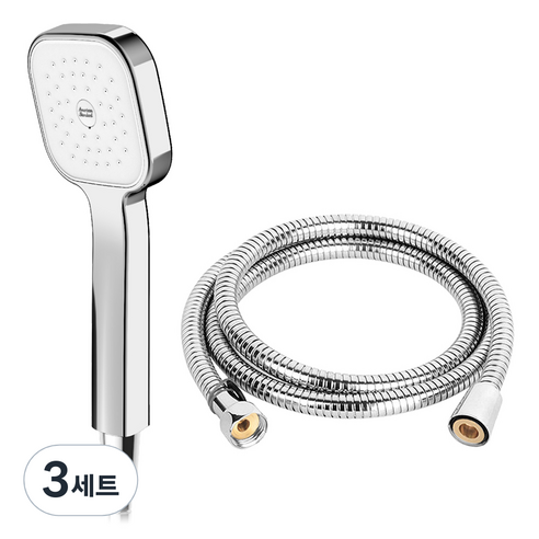 아메리칸스탠다드 리비어 샤워기 + 황동스텐 샤워줄 1.5m 세트, 3개, 크롬