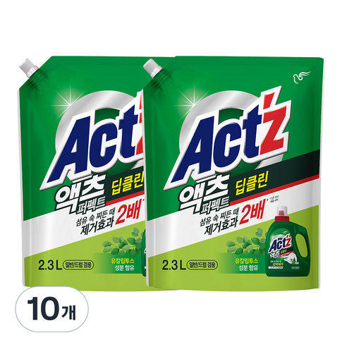 액츠 퍼펙트 딥클린 액상세제 리필, 2.3L, 10개
