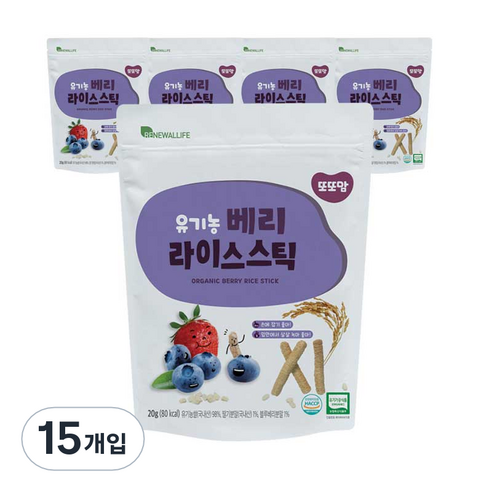 또또맘 유기농 베리 라이스스틱 20g, 15개