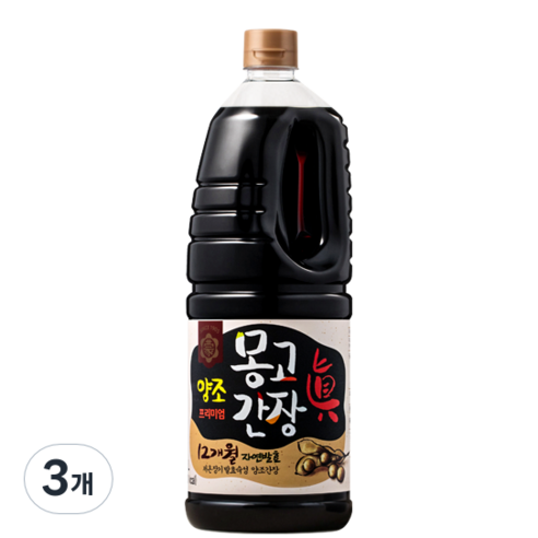몽고진간장 양조 프리미엄 진간장, 1.8L, 3개
