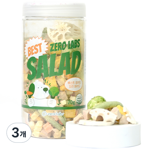 제로랩스 베스트샐러드 동결건조 오리샐러드, 오리맛, 70g, 3개