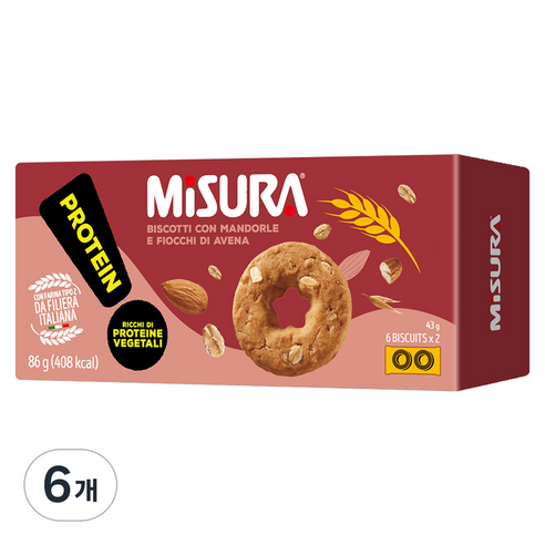 미주라 프로틴 아몬드 비스켓, 86g, 6개