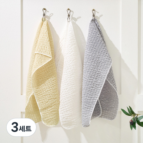 샤바스 데일리 부드러운 버블 볼륨 샤워타월, 그레이 + 화이트 + 베이지, 3개입, 3세트