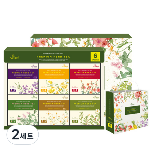 아름드레 유기농 삼각티백 허브차 선물세트, 6종, 2세트