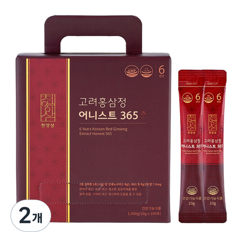 천양삼 6년근 고려홍삼정 어니스트 365 홍삼스틱 100포, 1kg, 2개