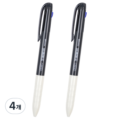 뭉구 잘써지는 더모먼트 3색 볼펜 0.7mm, 4개, 블랙