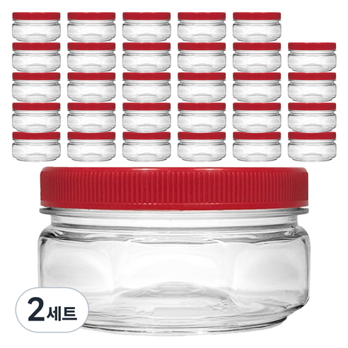 팔각 페트용기 + 적색캡 세트 180g, 2세트