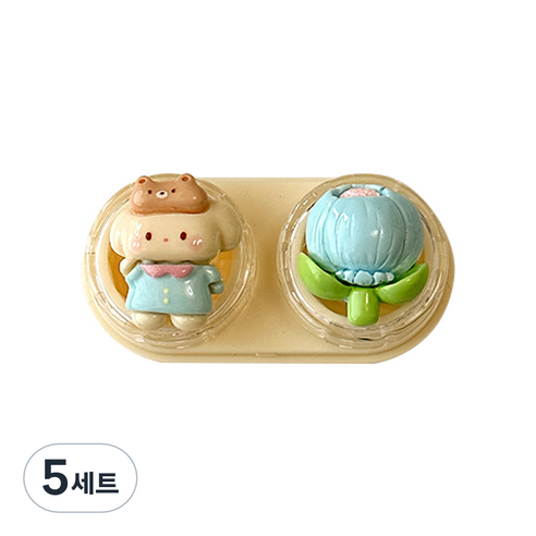 특별한상점 귀여운 휴대용 서랍형 콘택트렌즈 케이스 세트, 퍼피, 5세트