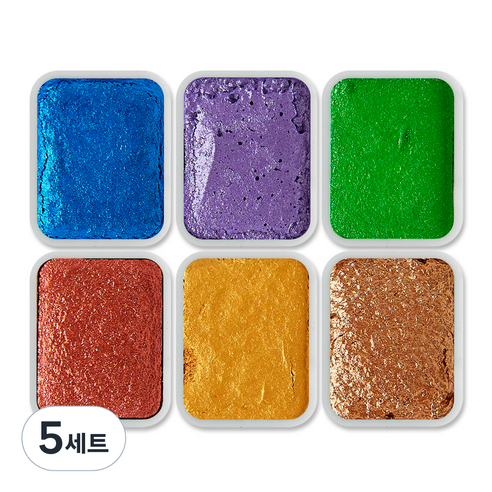 메이브라운 수채화물감 메탈릭 네일파우더 6종 B 세트 M10224, 5개, 혼합색상