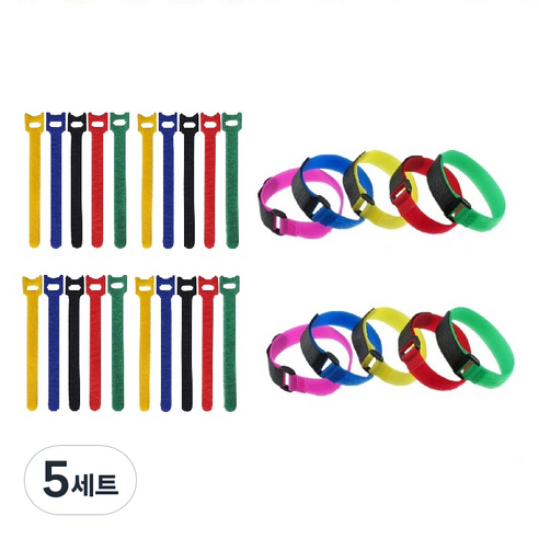 PLTRAUM 케이블타이 T자형 벨크로 20p + 벨트형 10p 세트 랜덤발송, 5세트
