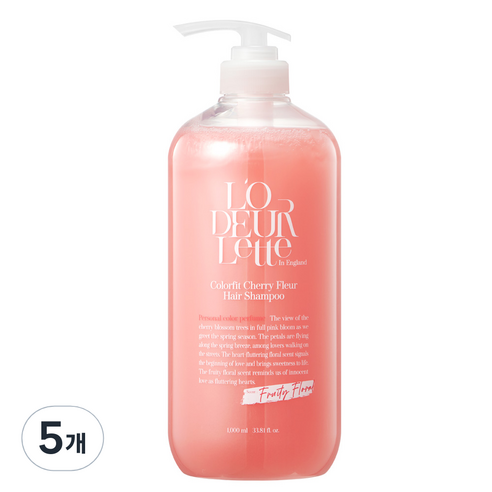 로더렛 컬러 핏 체리 플뢰르 헤어 샴푸 프루티 플로럴 향, 1000ml, 5개