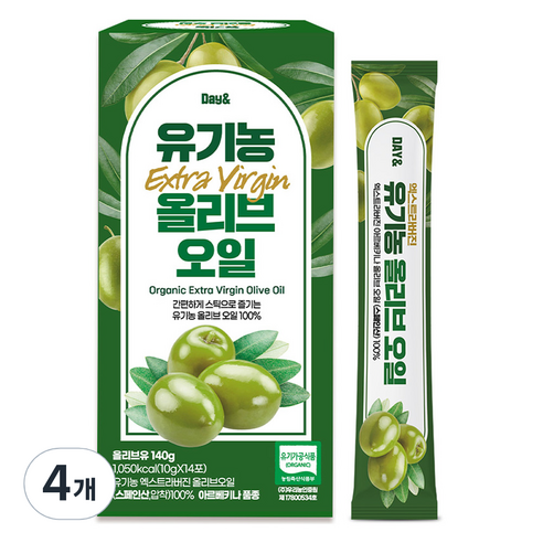 데이앤 유기농 엑스트라버진 올리브오일 14p, 140g, 4개