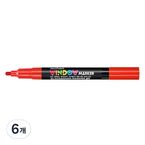 문화연필 윈도우마카 빨강, 6개, 1색