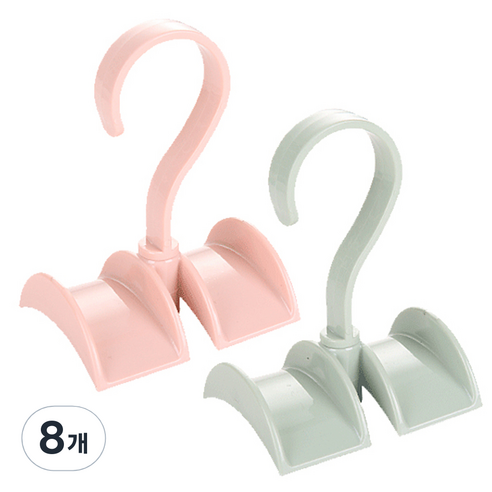 리버그린 회전식 다용도 가방정리걸이, 그린 + 핑크, 8개