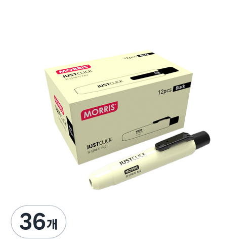 모리스 JUSTCLICK 유성매직 M2, 블랙, 36개