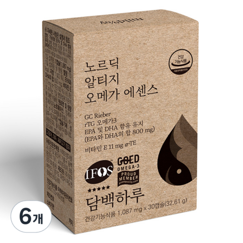 담백하루 노르딕 알티지 오메가 에센스 32.61g, 30정, 6개