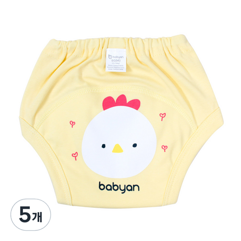 베이비앙 유아용 4중 방수 배변훈련팬티, 꼬꼬닭, 5개