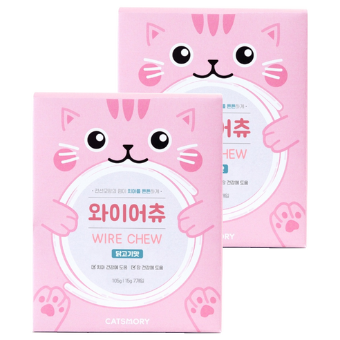캣츠모리 와이어츄 닭가슴살 고양이 껌, 닭고기맛, 15g, 14개