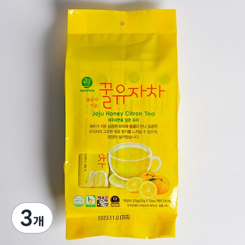 누리원 제주앤팜 꿀유자차, 25g, 15개입, 3개