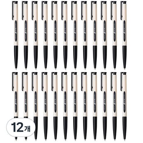 라인플러스 에이원 볼펜 0.5mm 12p, 흑색, 12개